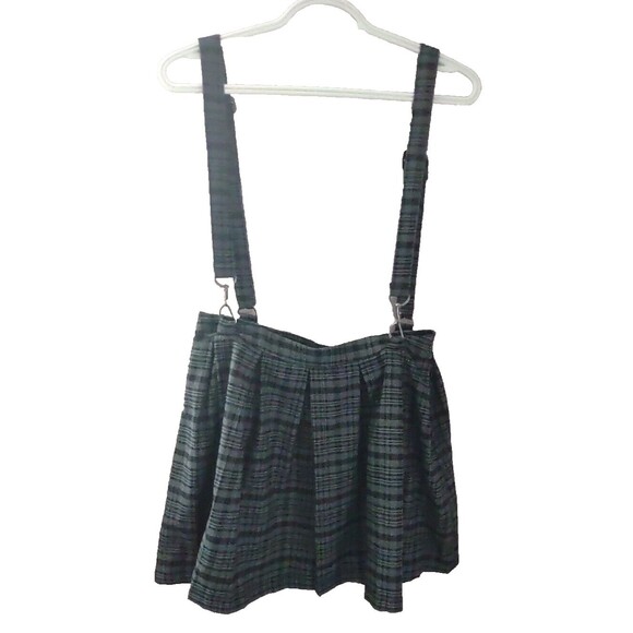 Hot Topic Dresses & Skirts - Hot Topic Black Grey Plaid Suspender Skirt Womens Size Medium